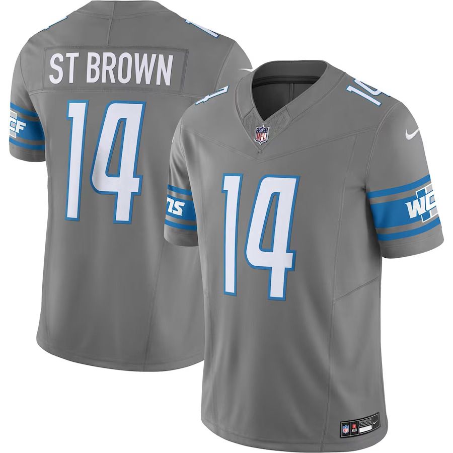 Men Detroit Lions #14 Amon Ra St. Brown Nike Silver Vapor F.U.S.E. Limited NFL Jersey